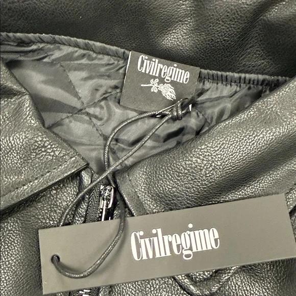 Men's Black and Gray leather Bomber Jacket with Embroidered Patches